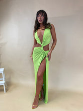 Load image into Gallery viewer, Twist Cut Out Midaxi Dress - Lime Green