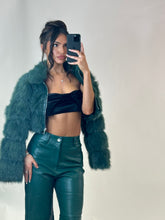 Load image into Gallery viewer, Limited Edition Faux Fur Cropped Collar Jacket - Forest Green