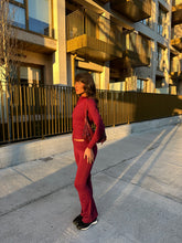 Load image into Gallery viewer, Zip Jacket &amp; Push Up Wide Leg Leggings Co-Ord - Bordeaux