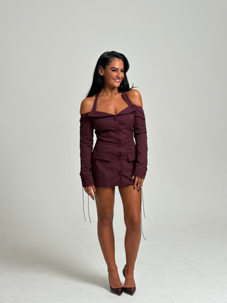 The Valentina Blazer Dress - Burgundy