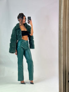 Limited Edition Faux Leather Trousers - Forest Green