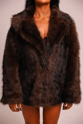 The Susie Premium Faux Fur Coat - Chocolate