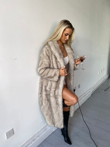 Premium Faux Fur Longline Coat - Mink