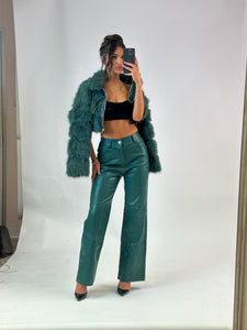 Limited Edition Faux Leather Trousers - Forest Green