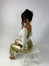 Load image into Gallery viewer, Metallic Wide Leg Trousers - Gold