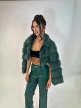 Load image into Gallery viewer, Limited Edition Faux Fur Cropped Collar Jacket - Forest Green