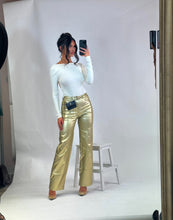 Load image into Gallery viewer, Metallic Wide Leg Trousers - Gold