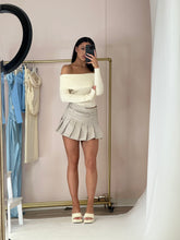 Load image into Gallery viewer, Belted Skater Mini Skirt Beige