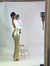 Load image into Gallery viewer, Metallic Wide Leg Trousers - Gold