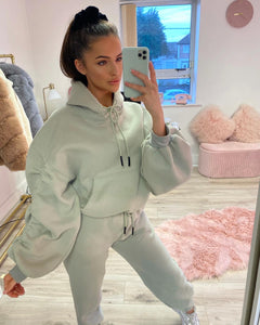 Marble Ruched Sleeve Tracksuit