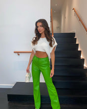 Load image into Gallery viewer, Vegan High Waisted Leather Trousers Green