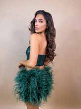 Load image into Gallery viewer, Ostrich Feather Mini Skirt - Forest Green