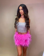Load image into Gallery viewer, Ostrich Feather Mini Skirt - Bubblegum Pink