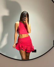 Load image into Gallery viewer, Selena Rara Asymmetric Mini Skirt Fushia