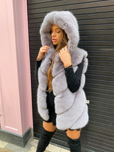 Load image into Gallery viewer, Premium Faux Fur Hooded Gilet Grey