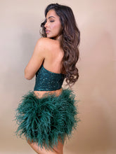 Load image into Gallery viewer, Ostrich Feather Mini Skirt - Forest Green