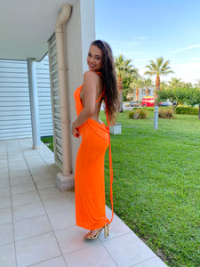 Sicily Shimmer Orange Maxi Dress