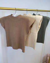 Load image into Gallery viewer, High Neck Padded Shoulder Top Mocha