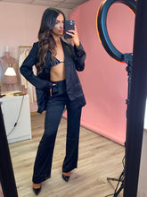 Load image into Gallery viewer, Satin High Waisted Trouser &amp; Oversized Blazer Co-Ord Black