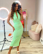 Load image into Gallery viewer, Mollie Mint Halter Belted Midi Dress
