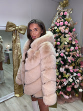 Load image into Gallery viewer, Premium Faux Fur Hooded Coat Toffee