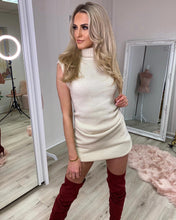 Load image into Gallery viewer, Soft Knit Roll Neck Jumper Dress Cream