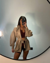 Load image into Gallery viewer, Vegan Leather Puff Sleeve Jacket Nude
