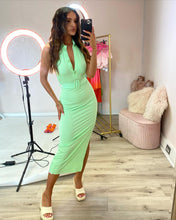 Load image into Gallery viewer, Mollie Mint Halter Belted Midi Dress