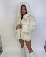 Load image into Gallery viewer, Premium Faux Fur Hooded Coat Latte