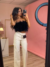 Load image into Gallery viewer, Vegan Soft Leather Cargo Wide Leg Trousers Latte