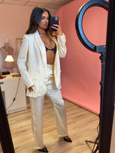 Load image into Gallery viewer, Satin High Waisted Trouser &amp; Oversized Blazer Co-Ord Cream