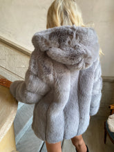 Load image into Gallery viewer, Premium Faux Fur Hooded Coat Grey