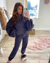 Load image into Gallery viewer, Navy Ruched Sleeve Tracksuit