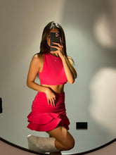 Load image into Gallery viewer, Selena Rara Asymmetric Mini Skirt Fushia