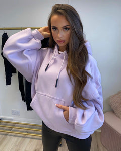 Oversized Ruched Sleeve Hoodie Lavender
