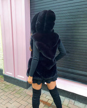Load image into Gallery viewer, Premium Faux Fur Hooded Gilet Black