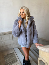 Load image into Gallery viewer, Premium Faux Fur Hooded Coat Grey