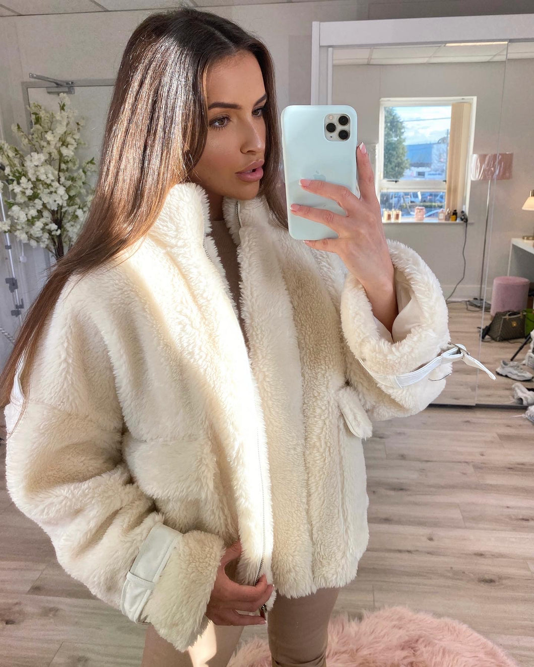 Oversized Teddy Jacket Cream Azur Couture