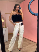 Load image into Gallery viewer, Vegan Soft Leather Cargo Wide Leg Trousers Latte