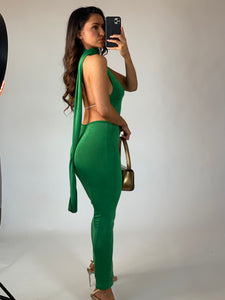 SASHA Wrap Neck Maxi Dress - Green